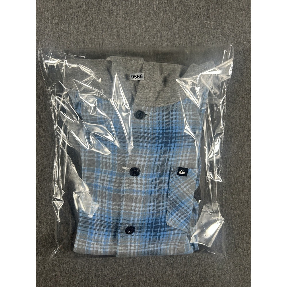 Quiksilver Boys Blue Plaid Hooded Flannel Shirt Size M (10/12) - Picture 7 of 7